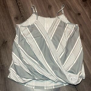 NWT Saukole striped gray and white spaghetti straps blouse Summer Spring Chic